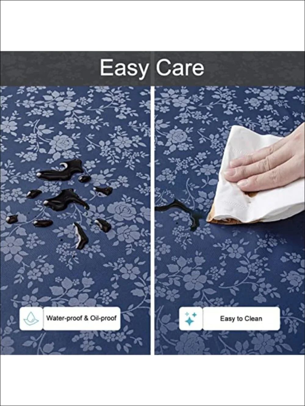 Smiry Waterproof Heavy Duty Vinyl Tablecloth 60 x 84 Inch Floral Embossed